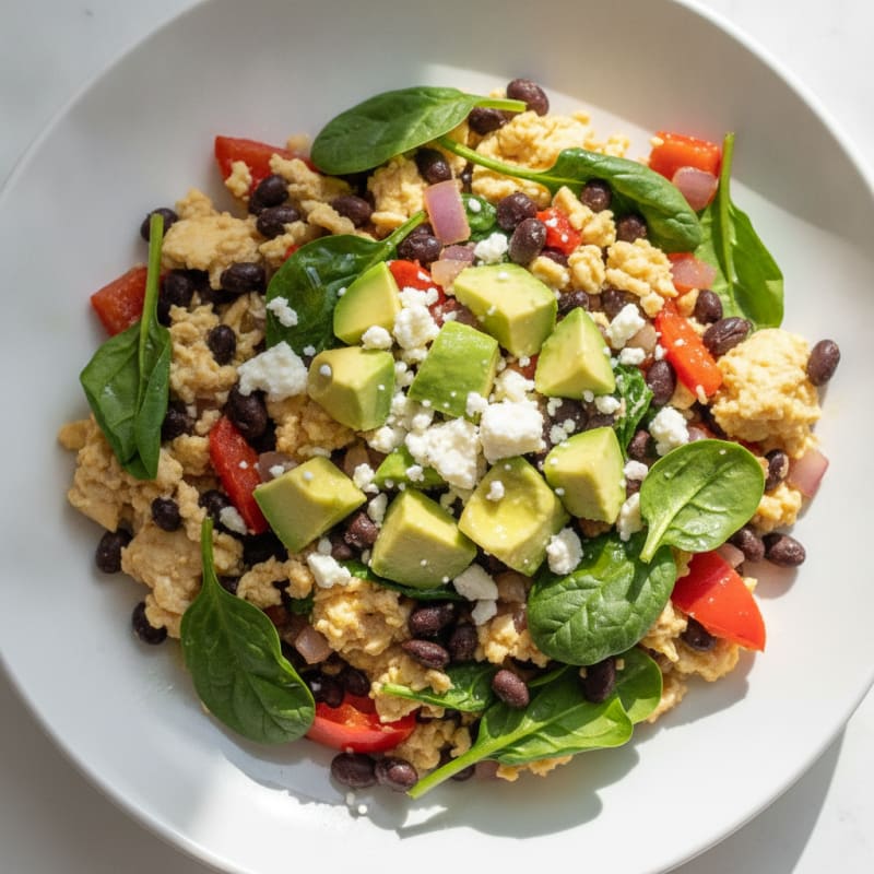 Egg White Veggie Scramble with Black Beans