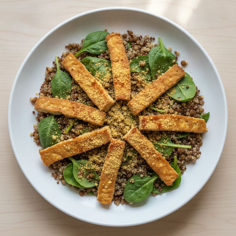Lentil and Quinoa Power Salad with Crispy Tempeh