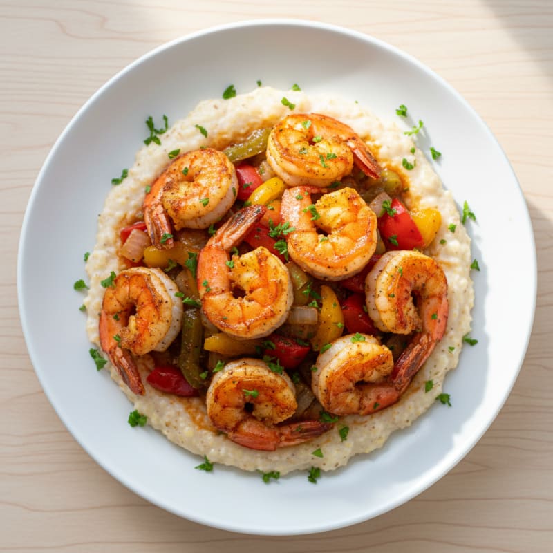Zesty Cajun Shrimp and Creamy Grits