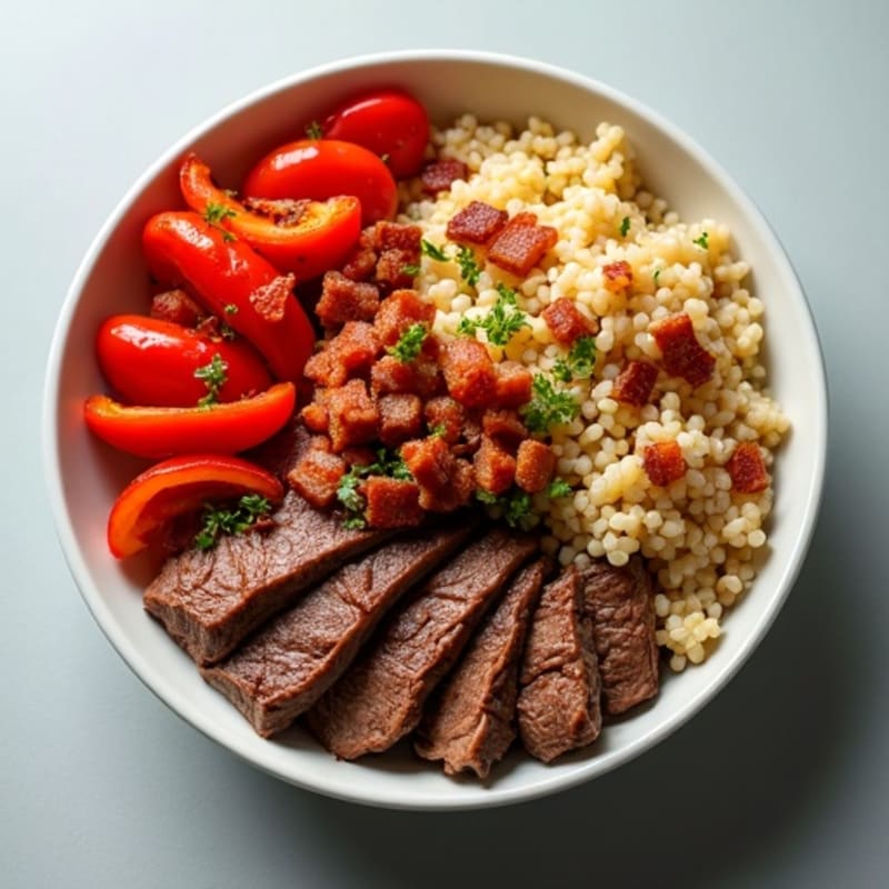 Lean Beef and Brown Rice Bowl with Roasted Peppers