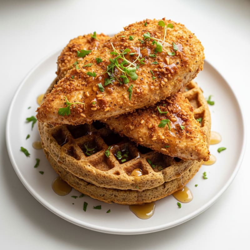 Golden Crispy Chicken and Waffles