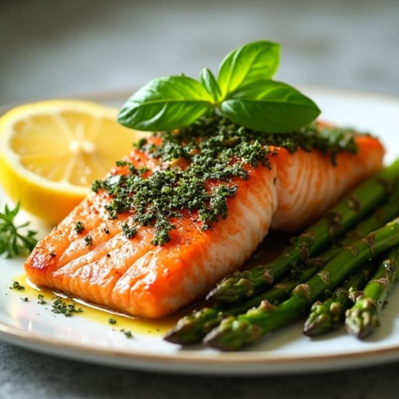 Herb-Crusted Pan Seared Salmon with Lemon