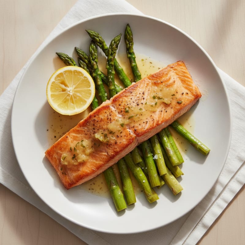 Pan-Seared Salmon with Roasted Asparagus