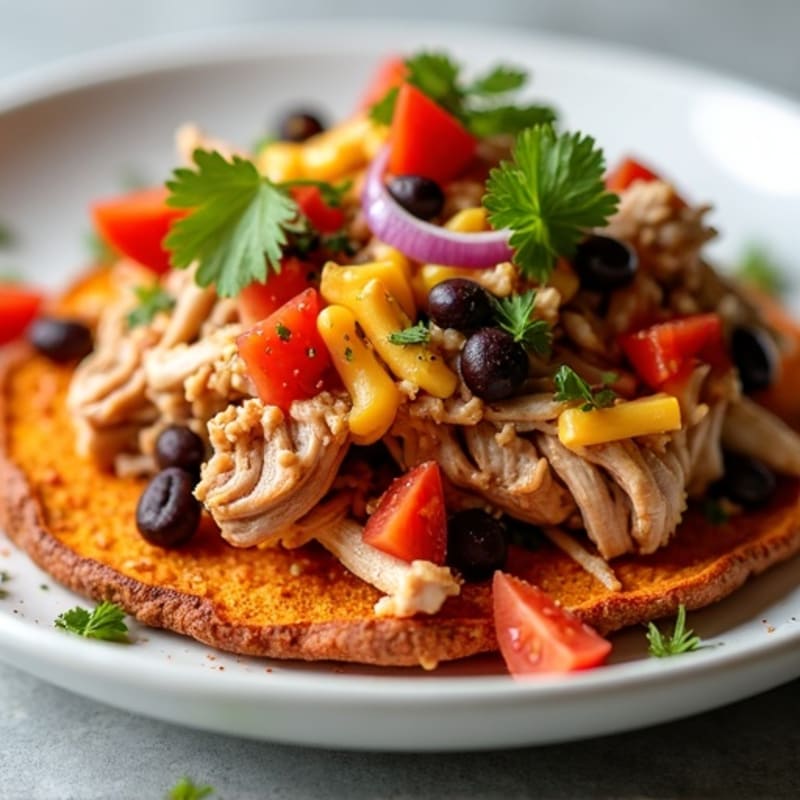 Lean Pulled Pork Crispy Sweet Potato Nachos