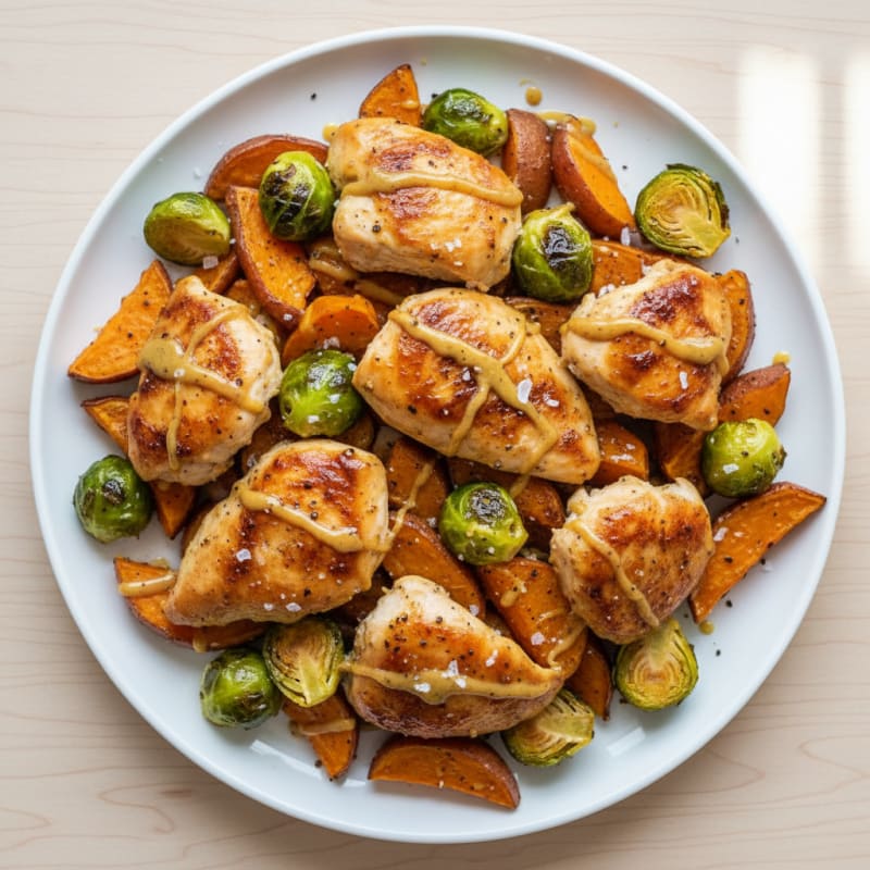 Sheet Pan Honey Mustard Chicken and Sweet Potatoes