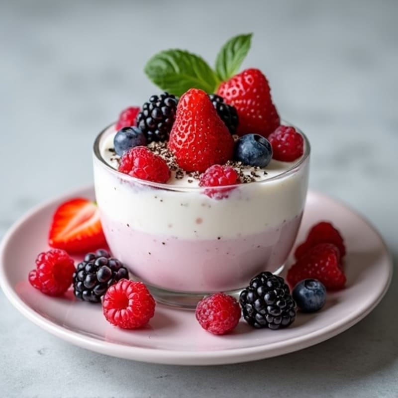 Greek Yogurt Protein Mousse with Mixed Berries