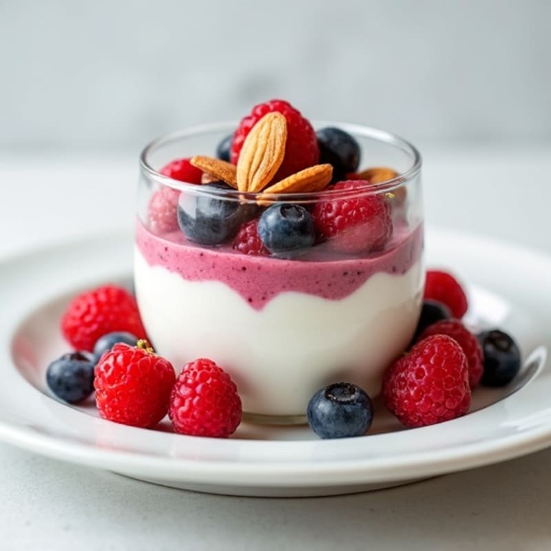 Greek Yogurt Protein Parfait with Mixed Berries and Almonds