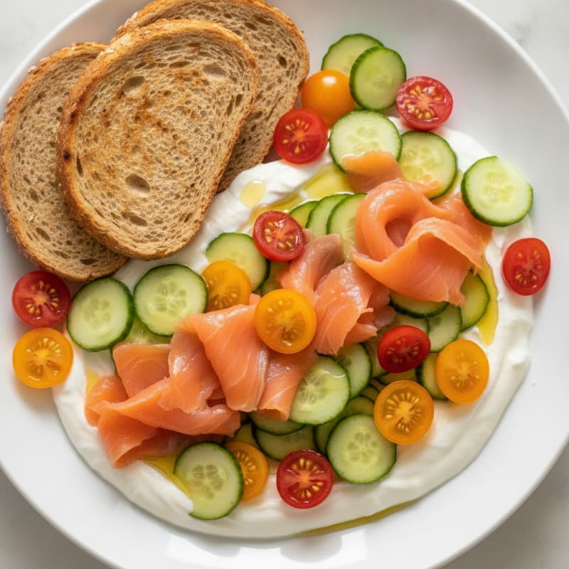 Savory Greek Yogurt Bowl with Smoked Salmon and Toasted Bread