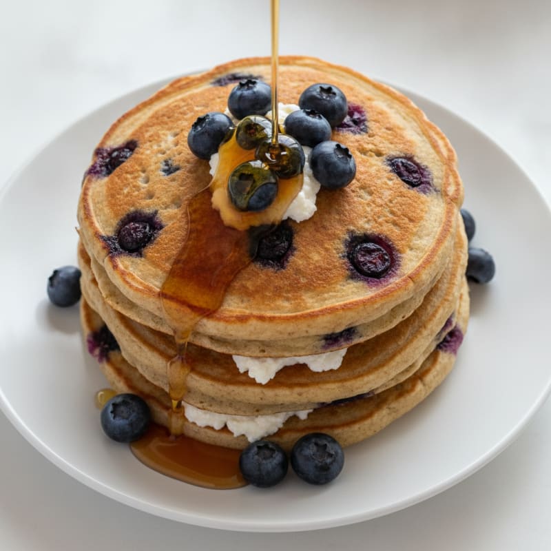 Blueberry Ricotta Protein Pancakes