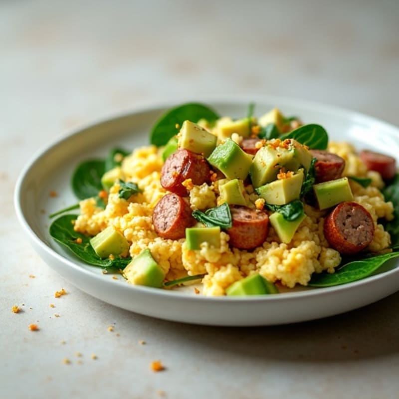 Egg White Scramble with Spinach and Turkey Sausage