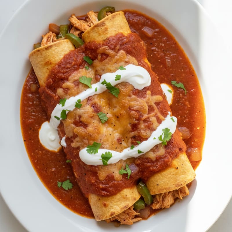 Chicken Enchiladas with Red Chili Sauce