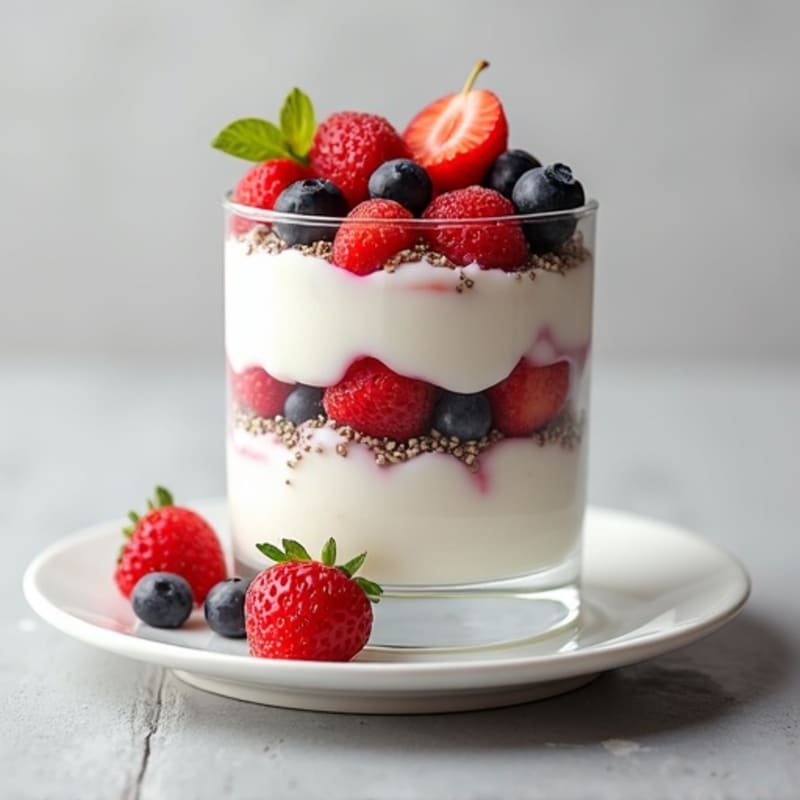 Vanilla Greek Yogurt Protein Parfait with Mixed Berries