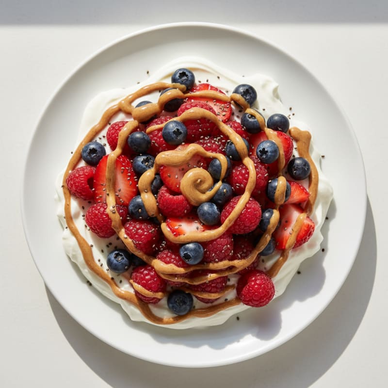 Greek Yogurt Protein Bowl with Mixed Berries and Almond Butter