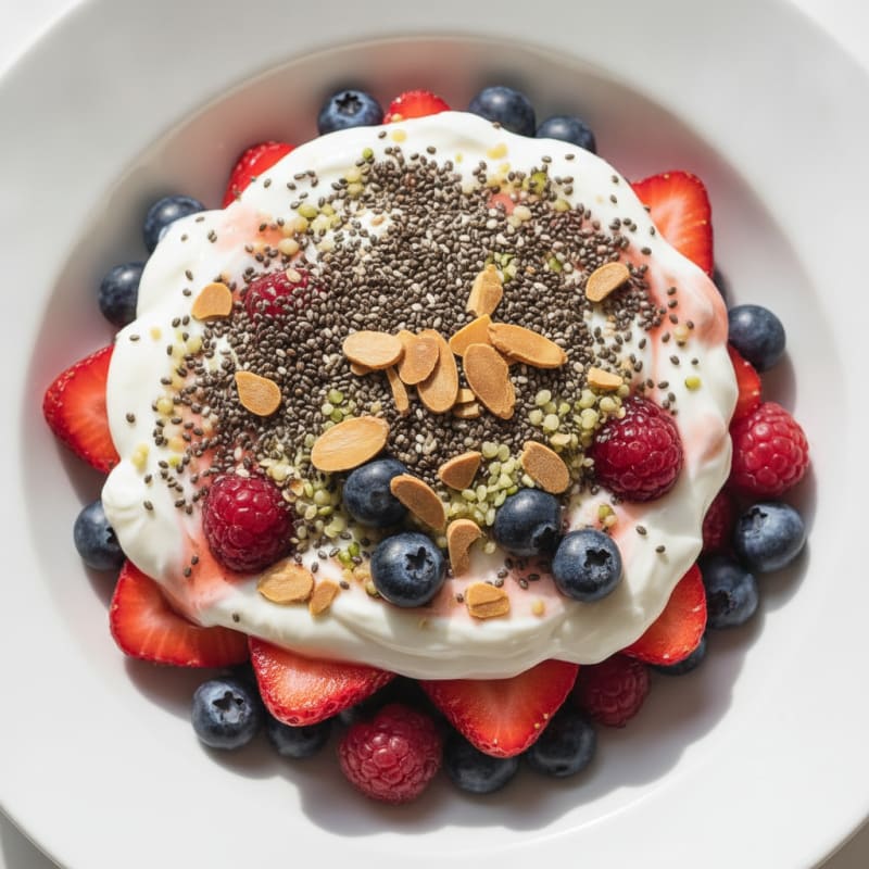 Creamy Greek Yogurt Parfait with Chia Seeds and Mixed Berries