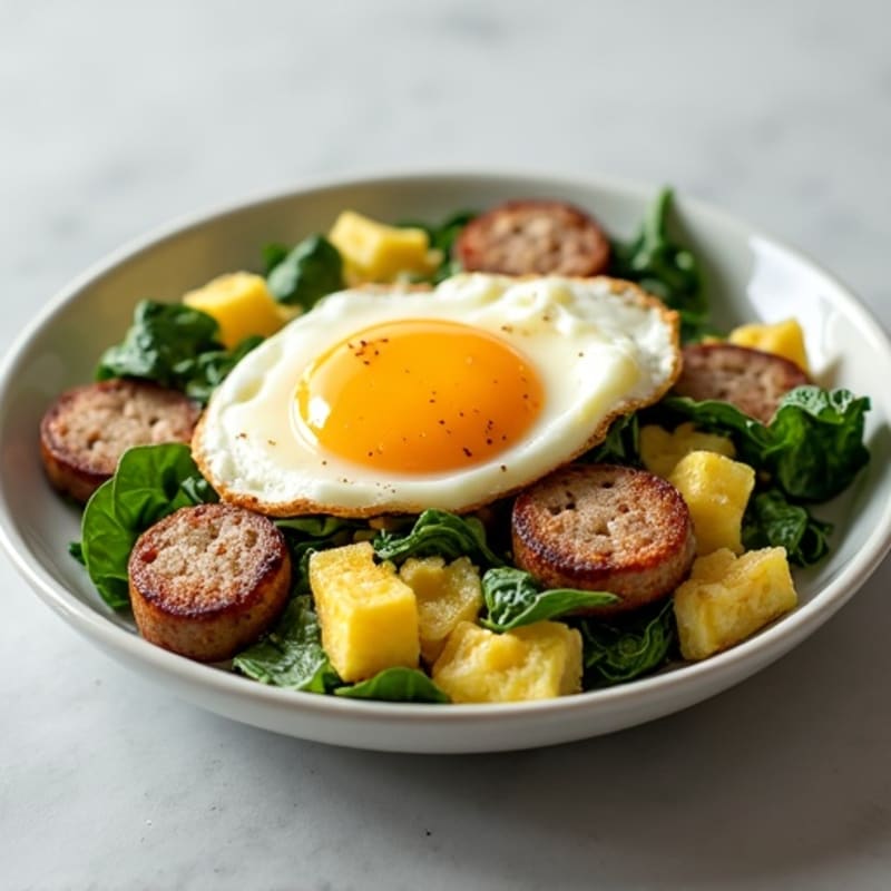 Egg White and Spinach Scramble with Grilled Turkey Sausage