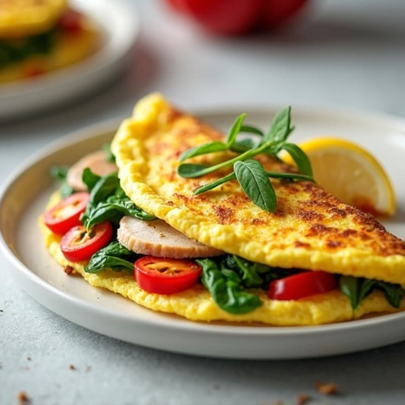 Fluffy Spinach and Turkey Omelet