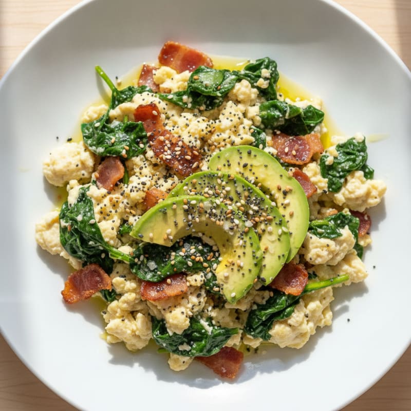 Egg White Scramble with Spinach and Turkey Bacon