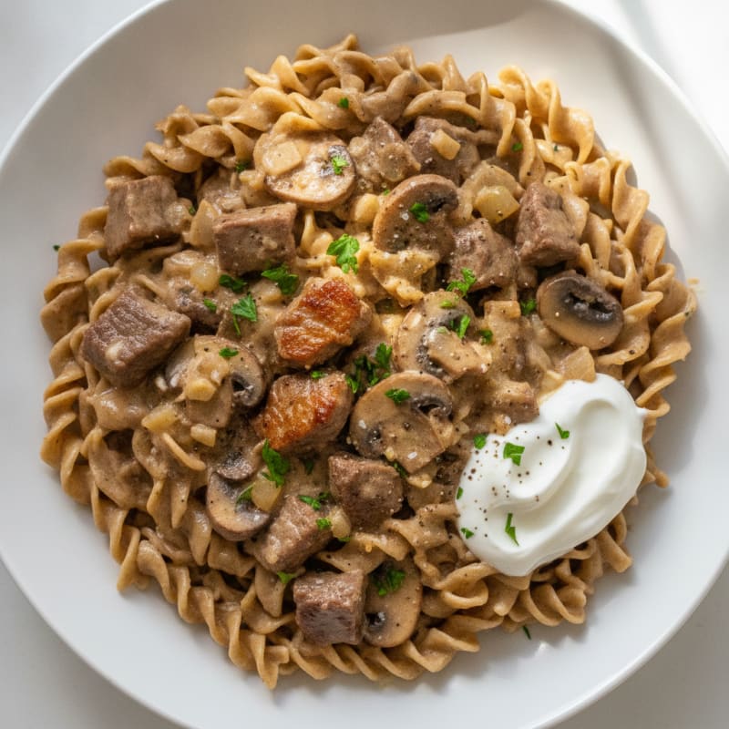 Classic Beef Stroganoff with Egg Noodles
