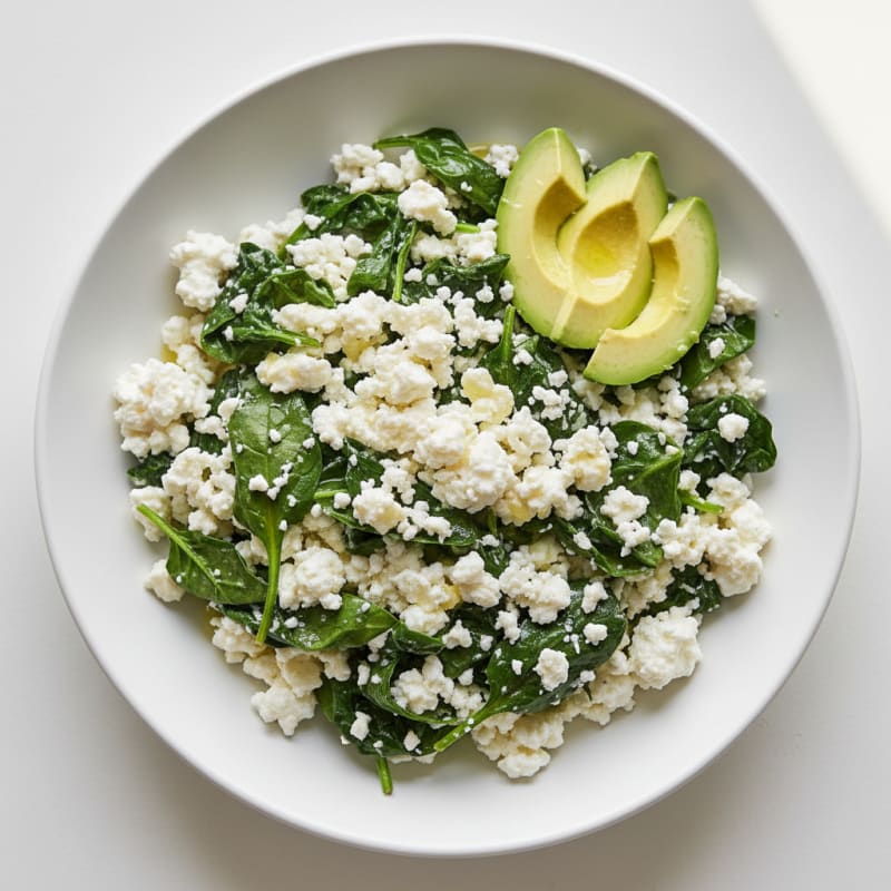 Egg White and Spinach Scramble with Cottage Cheese
