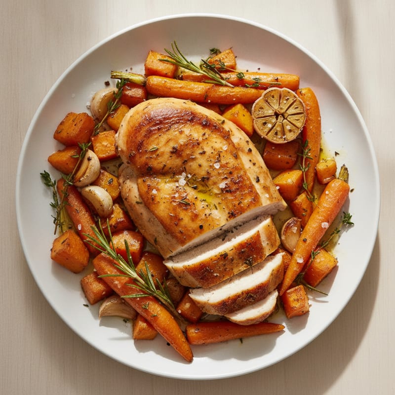 Garlic Herb Roasted Chicken with Root Vegetables