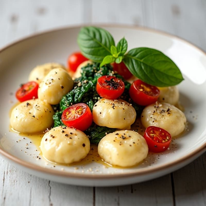 Pillowy Ricotta Gnocchi with Blistered Tomatoes and Fresh Spinach