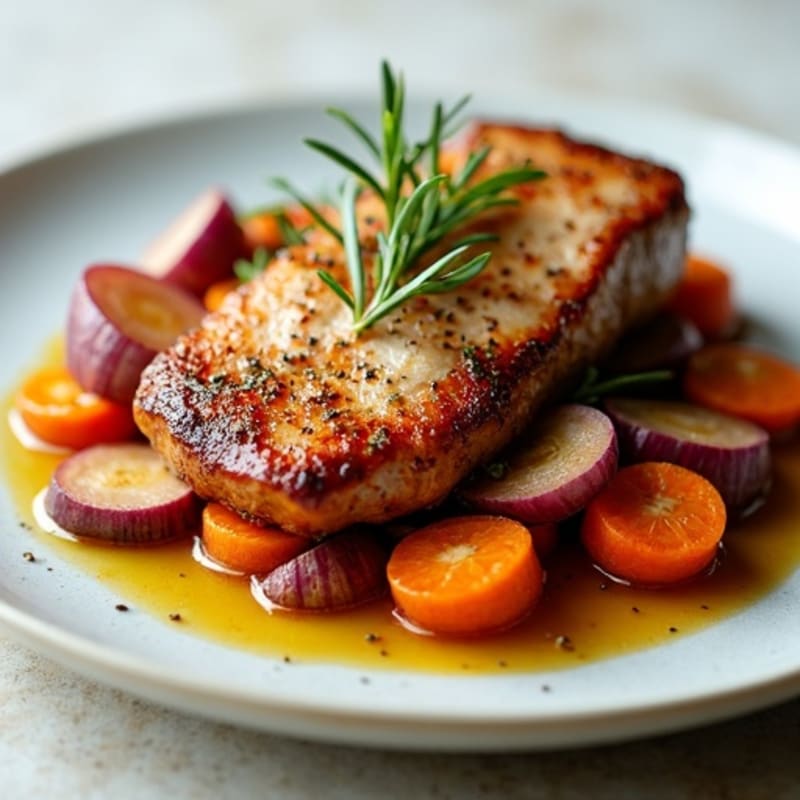 Crispy Pan-Seared Duck Breast with Herb-Roasted Root Vegetables