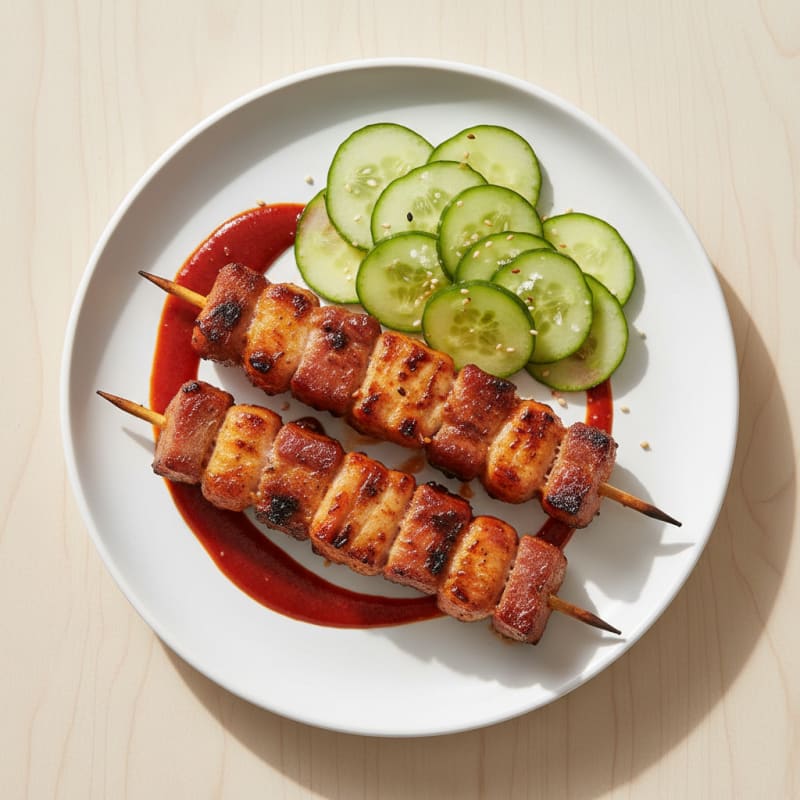 Spicy Gochujang Pork Belly Skewers