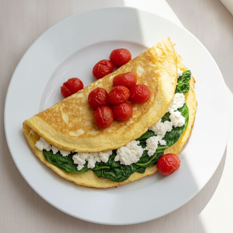 Egg White Spinach Omelette with Cottage Cheese