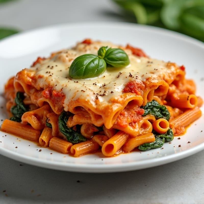 Healthy Baked Ziti with Lean Ground Turkey and Spinach