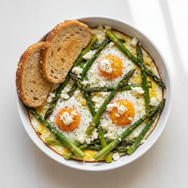 Baked Eggs with Roasted Asparagus