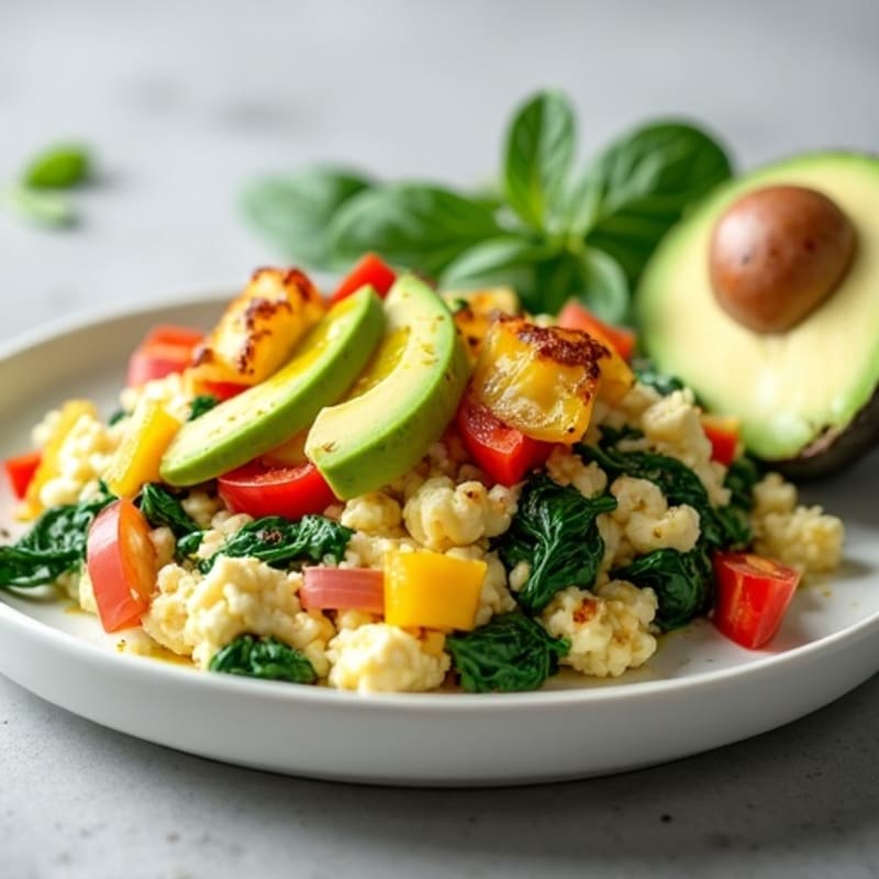 Egg White and Spinach Scramble with Cottage Cheese