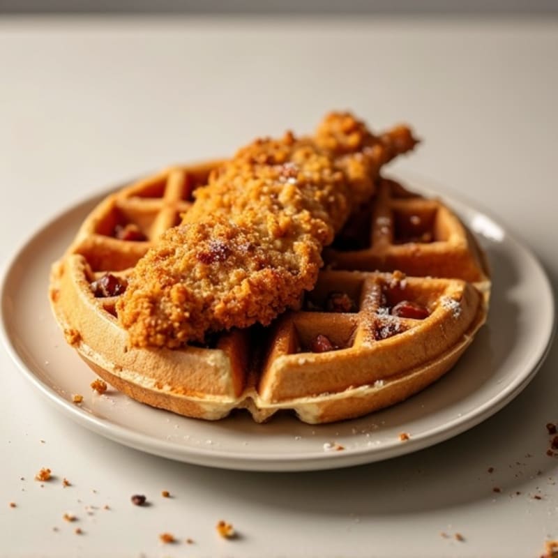 Crispy Baked Chicken with Fluffy Whole Wheat Waffles
