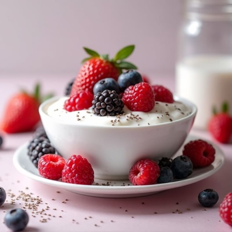 Greek Yogurt Protein Mousse with Mixed Berries