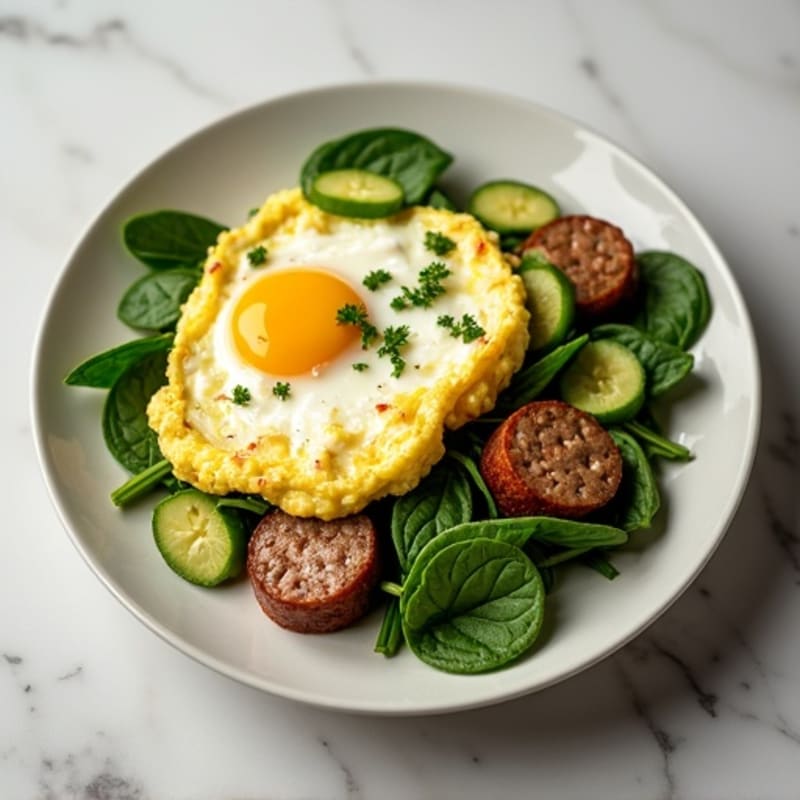 Egg White Scramble with Spinach and Turkey Sausage