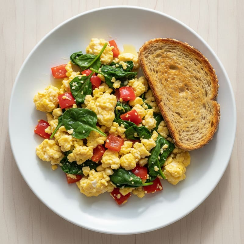 Egg and Veggie Scramble with Toasted Bread
