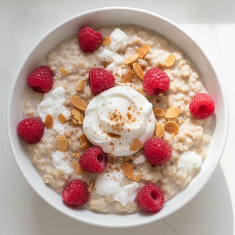 Egg White Oatmeal with Fresh Berries and Almonds