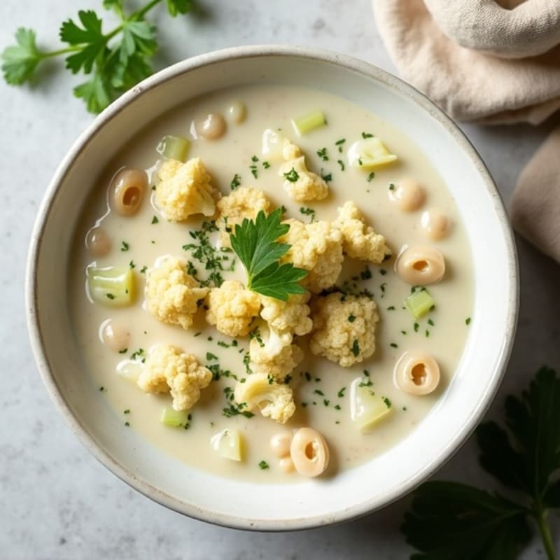 Creamy Cauliflower Clam Chowder with Fresh Herbs