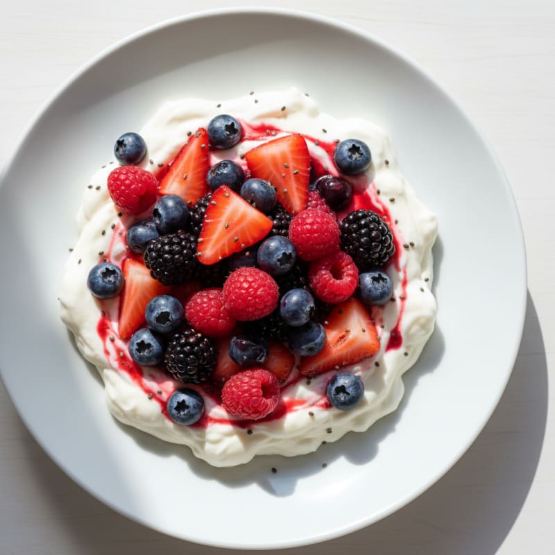 Silky Greek Yogurt Protein Pudding with Mixed Berries