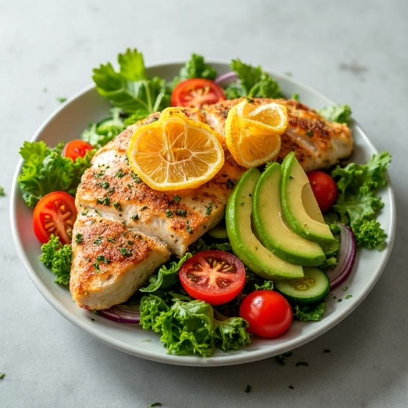 Herb-Marinated Chicken Salad with Crispy Greens and Zesty Vinaigrette