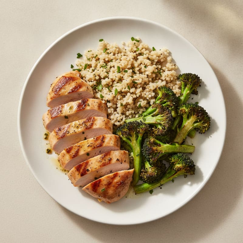 Grilled Turkey Breast with Quinoa and Roasted Broccoli