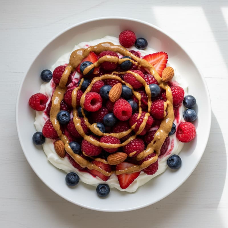 Creamy Greek Yogurt Protein Bowl with Mixed Berries and Almond Butter