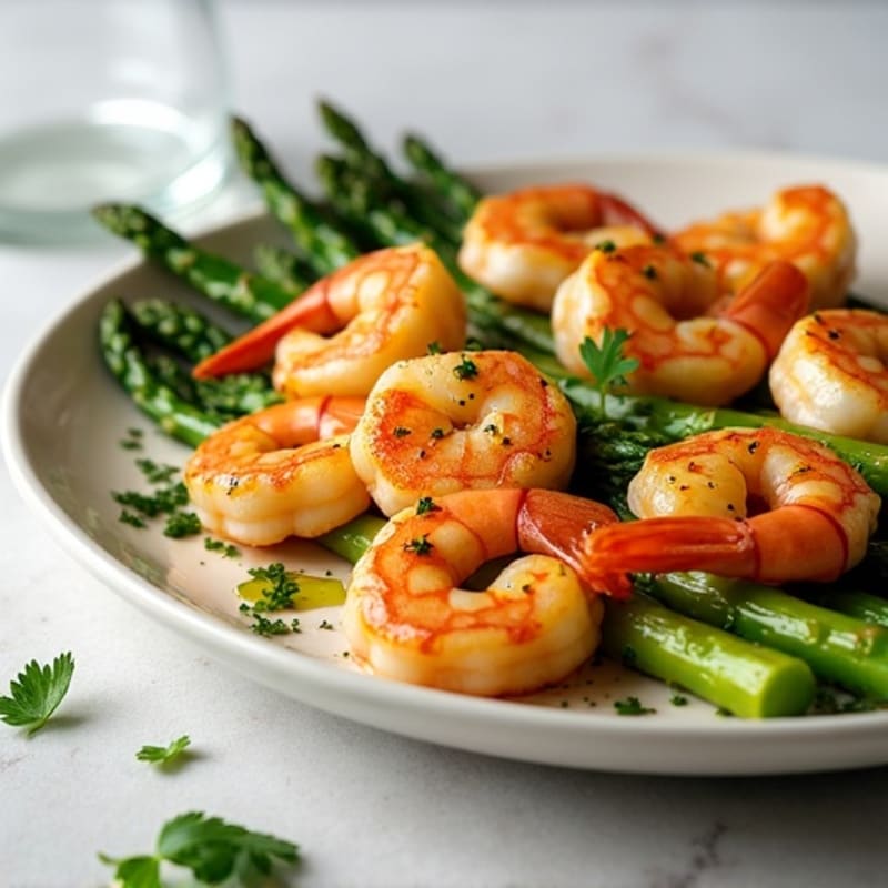 Garlic Herb Pan-Seared Shrimp with Roasted Asparagus