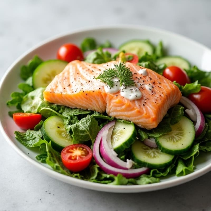 Fresh Salmon Salad with Creamy Lemon-Dill Dressing