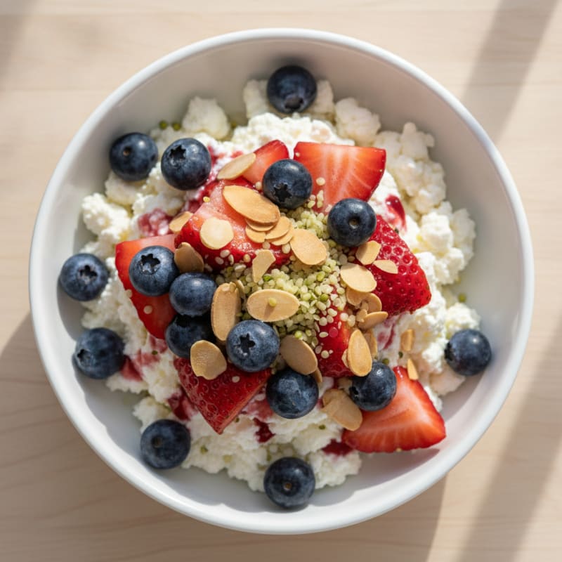 Cottage Cheese and Berry Protein Bowl with Almonds
