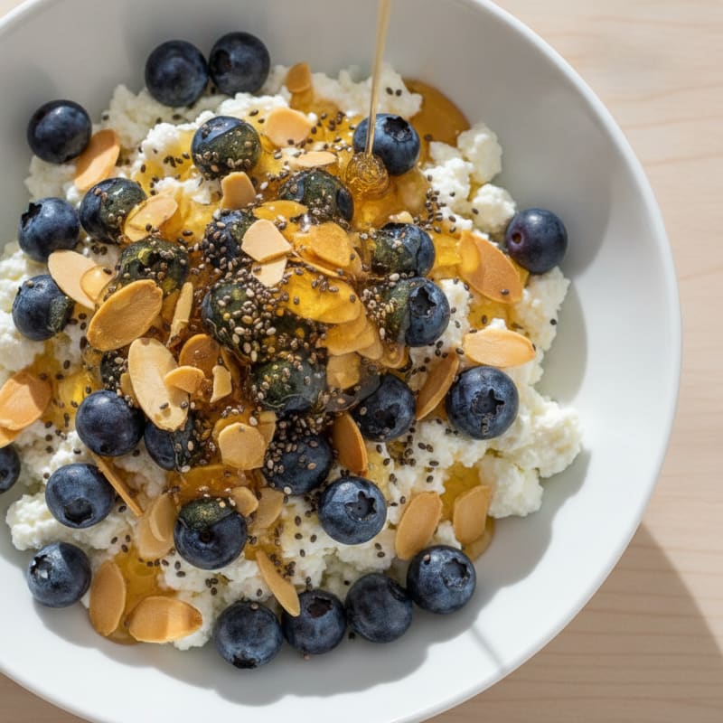 Cottage Cheese and Berry Protein Bowl with Almonds