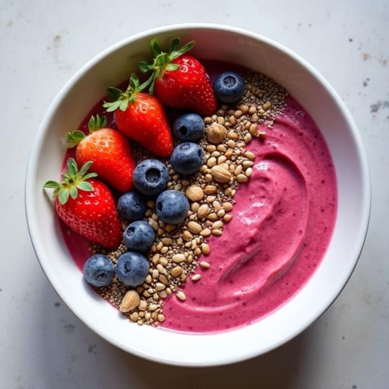 Silky Tofu Protein Smoothie Bowl with Berries and Seeds