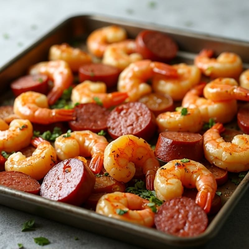 Sheet Pan Roasted Shrimp, Sausage, and Crispy Potatoes