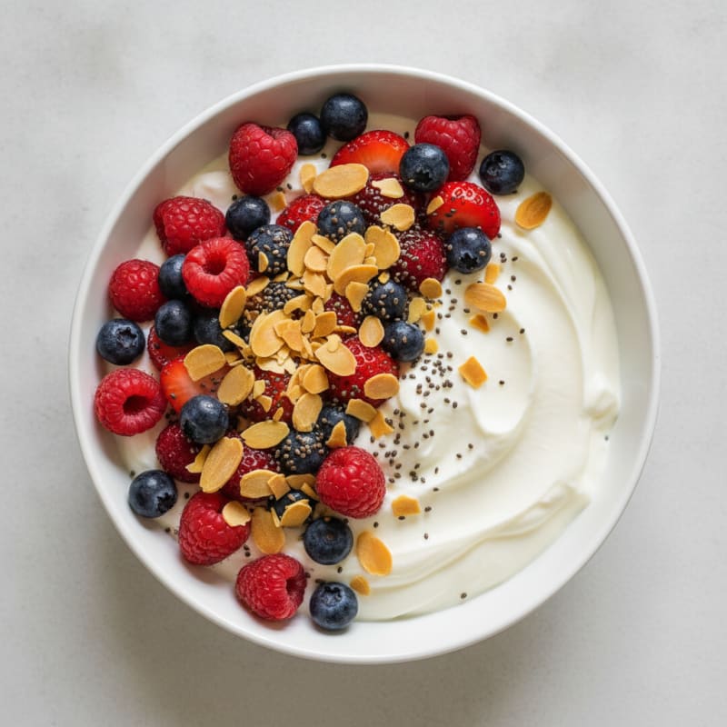 Vanilla Protein Greek Yogurt with Mixed Berries