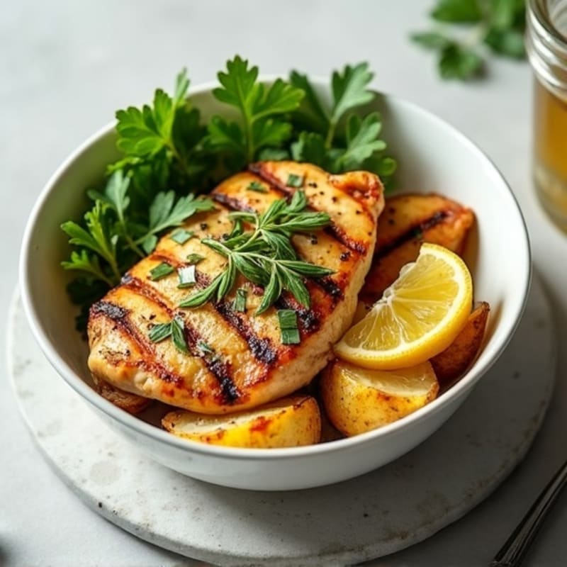 Grilled Chicken and Roasted Potato Bowl with Fresh Herbs