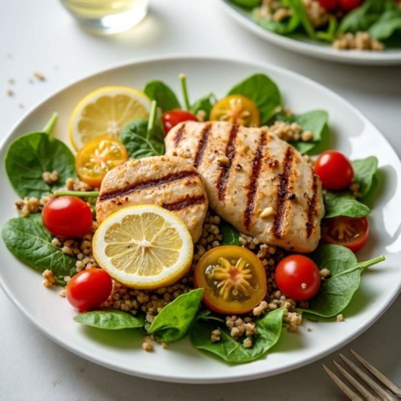 Grilled Chicken and Quinoa Salad with Mixed Greens